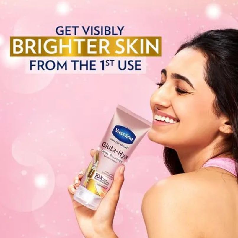 Vaseline Gluta-Hya Dewy Radiance Lotion for Face & Body | Gives Brighter Skin | Glutathione & Niacinamide Infused Moisturizer
