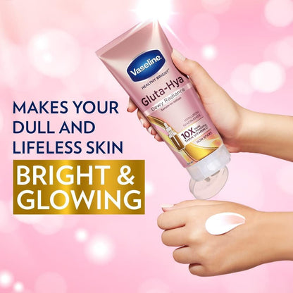 Vaseline Gluta-Hya Dewy Radiance Lotion for Face & Body | Gives Brighter Skin | Glutathione & Niacinamide Infused Moisturizer