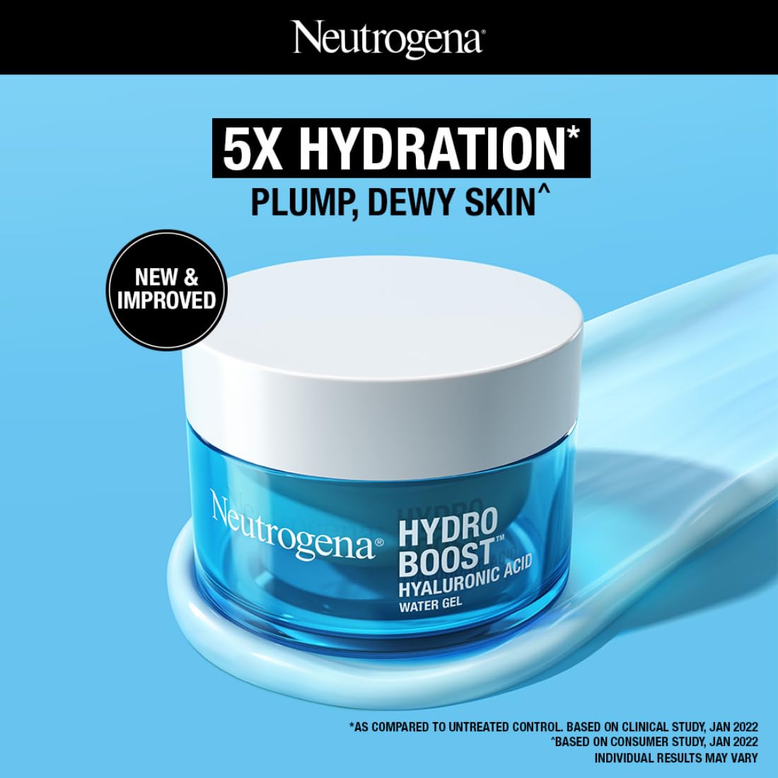 Neutrogena Hydro Boost Hyaluronic Acid Face Moisturizer 50ml | 24 hours long lasting Hydration | Oil free non sticky light water gel fast absorbing| Daily use | All Skin Types | For Men & Women