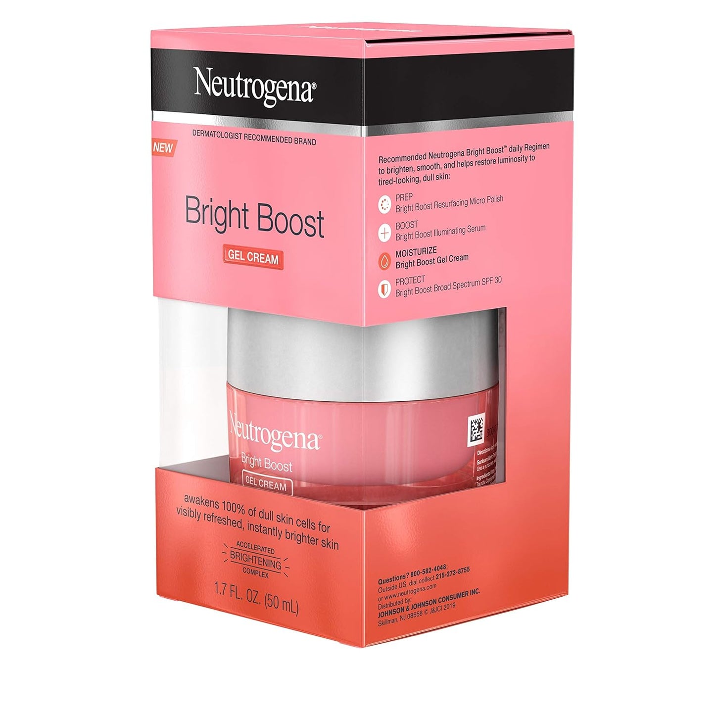 Neutrogena Bright Boost Brightening Gel Moisturizing Face Cream with Skin Resurfacing and Brightening Neoglucosamine for smooth skin, Facial Cream with AHA, PHA, and Mandelic Acids, 50ml